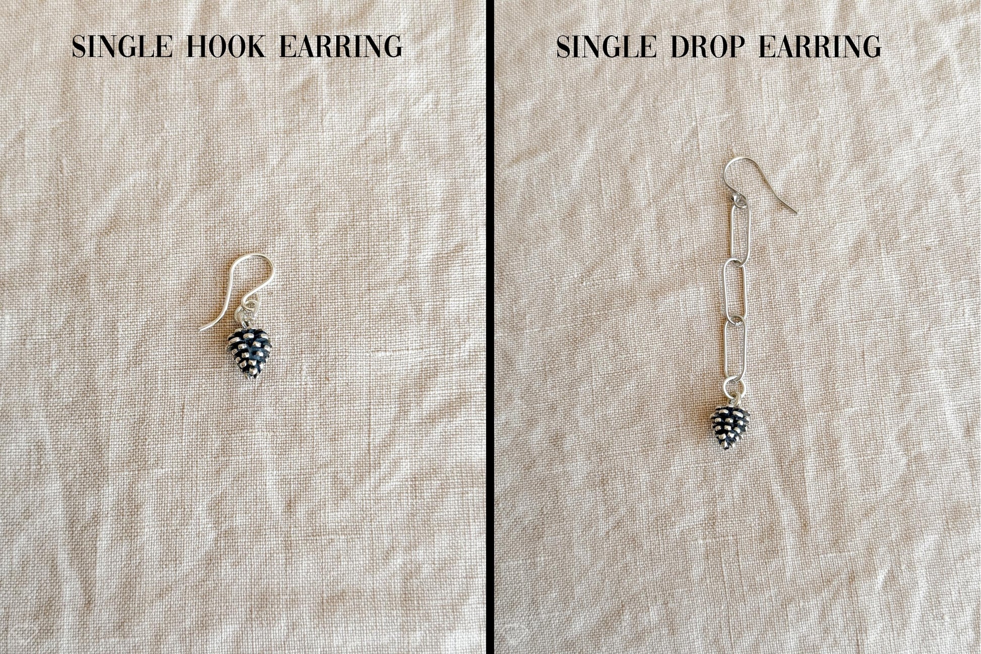 Pine Cone Charm Earrings in Solid Sterling Silver, Nature Themed Personalized Charm Jewelry - Timeless, Sustainable, @JewelryOnRepeat