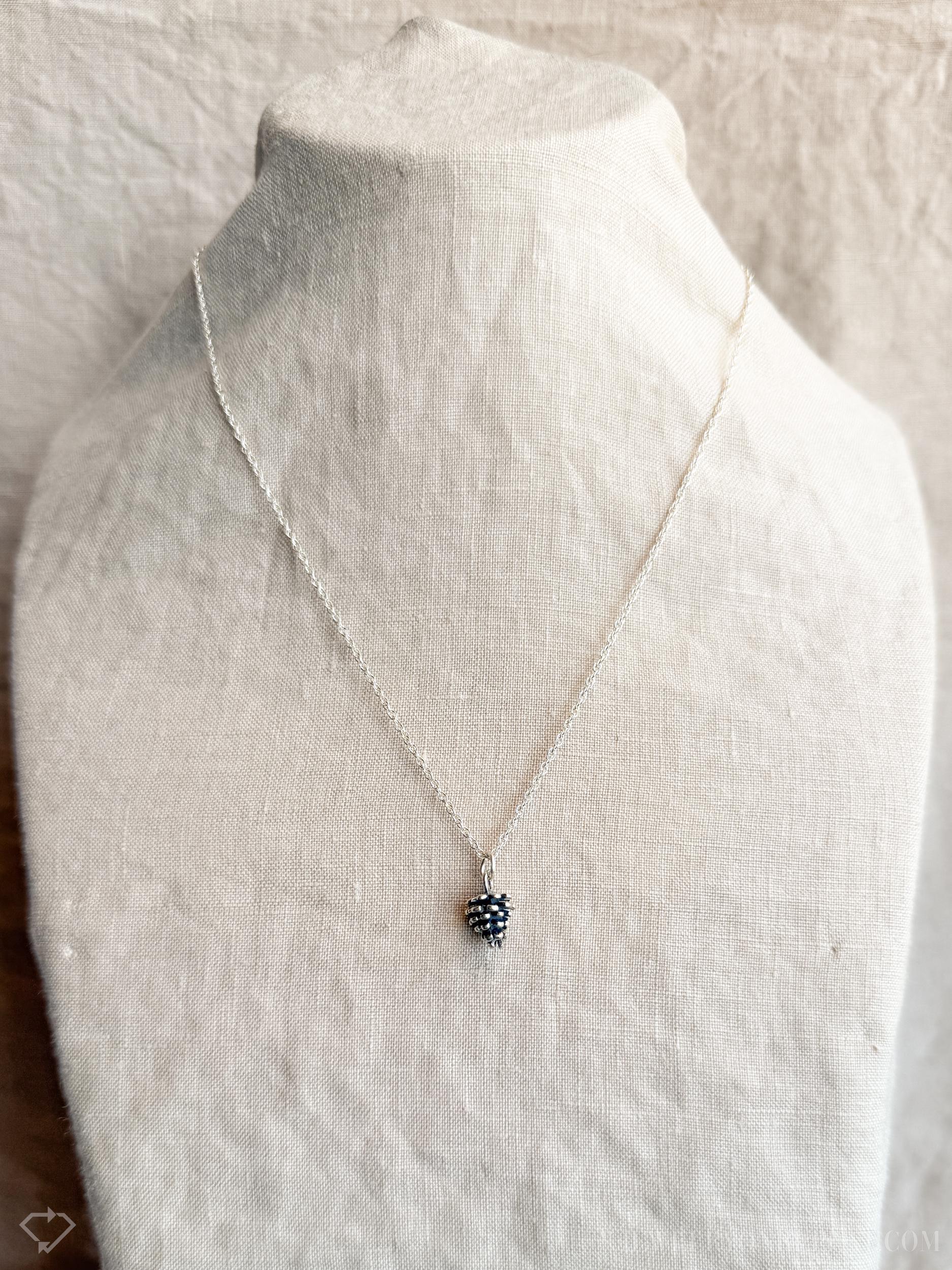 Pine Cone Necklace in Solid Sterling Silver, Nature and Woodland Themed Personalized Charm Jewelry - Timeless, Sustainable, @JewelryOnRepeat