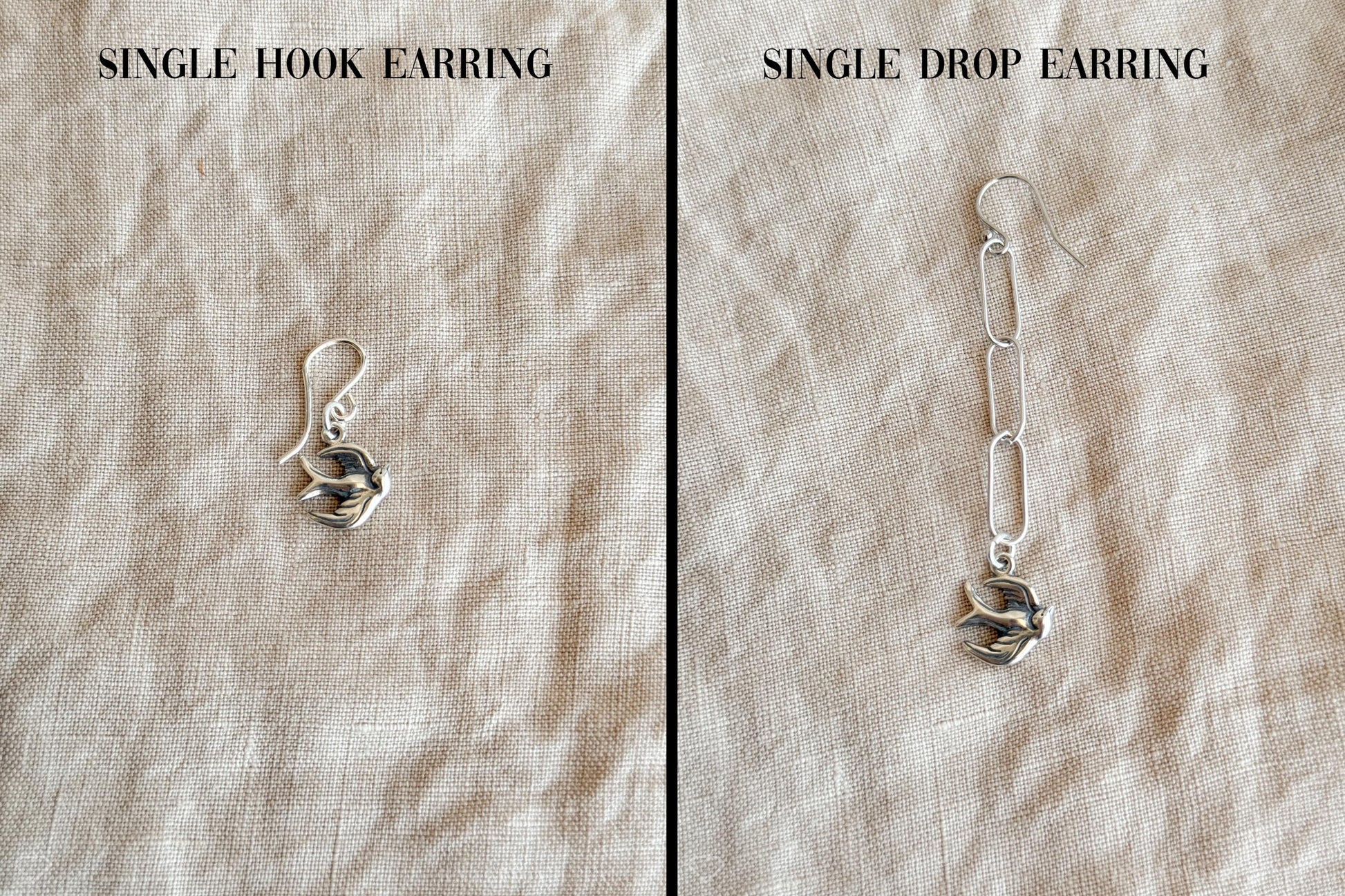 Sparrow Charm Earrings in Solid Sterling Silver, Animal Themed Personalized Charm Jewelry - Timeless, Sustainable, @JewelryOnRepeat