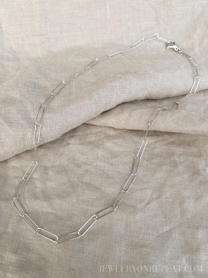 Chain Necklace or Bracelet in Sterling Silver, Cable, Paperclip, Rope Twist, Charm Bracelet