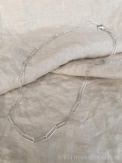 Chain Necklace or Bracelet in Sterling Silver, Cable, Paperclip, Rope Twist, Charm Bracelet