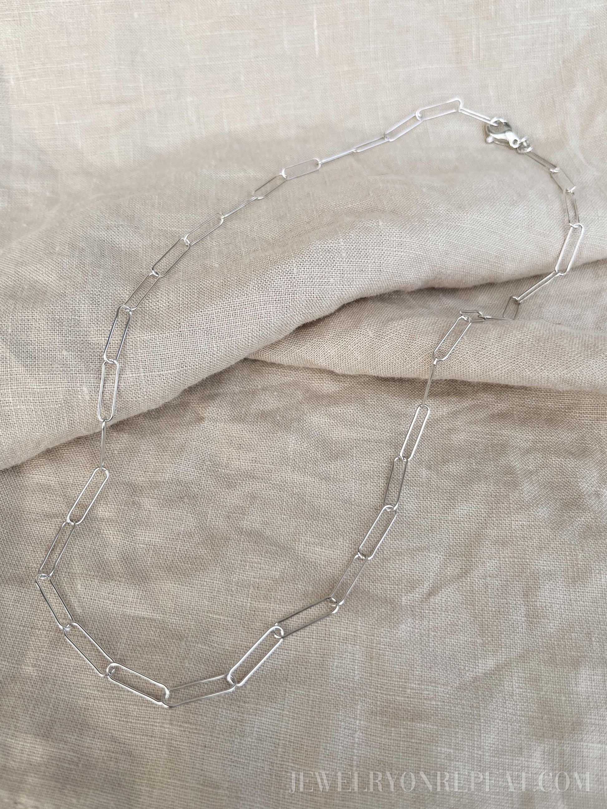 Chain Necklace or Bracelet in Sterling Silver, Cable, Paperclip, Rope Twist, Charm Bracelet