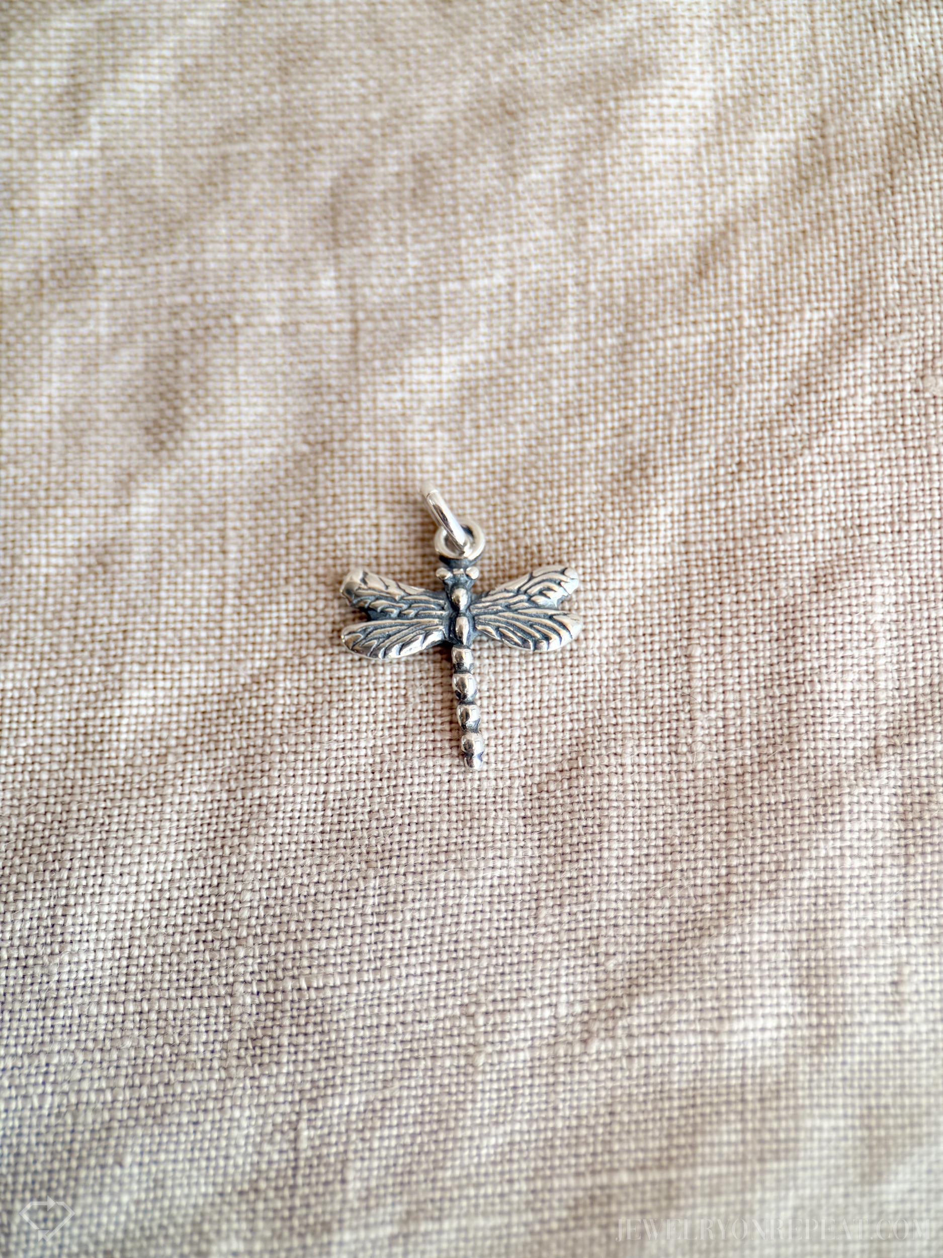 Sterling Silver Dragonfly Charm Pendant, Insect Themed Minimalist Jewelry, Gift for Her