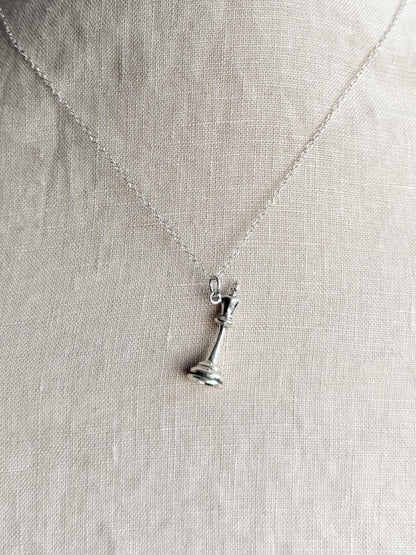 Sterling Silver King Chess Charm Necklace, Minimal Layering Jewelry, Gift for Her