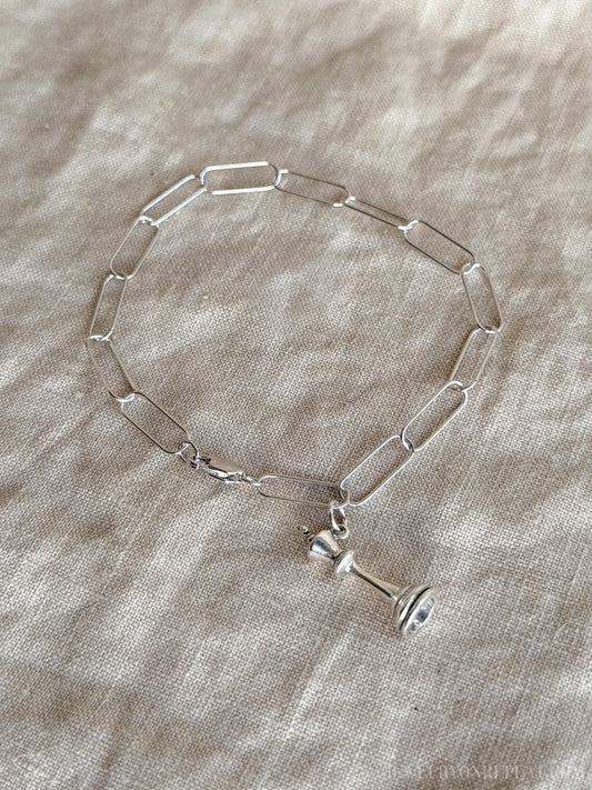 King Chess Piece Charm Bracelet in Solid Sterling Silver, Board Games Themed Custom Charm Jewelry - Timeless, Sustainable, @JewelryOnRepeat