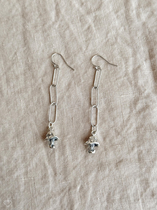 Mushroom Charm Earrings in Sterling Silver, Woodland Forest Themed Personalized Charm Jewelry - Timeless, Sustainable, @JewelryOnRepeat