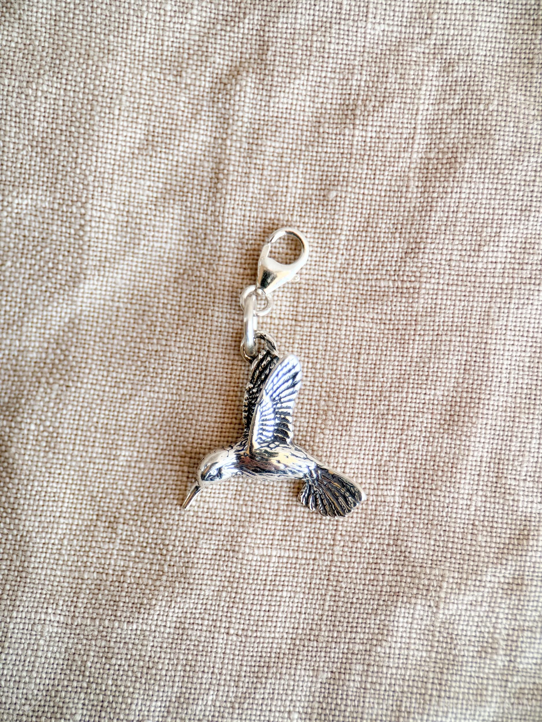 Hummingbird Pendant in Solid Sterling Silver, Bird Themed Personalized Charm Jewelry - Timeless, Sustainable, @JewelryOnRepeat