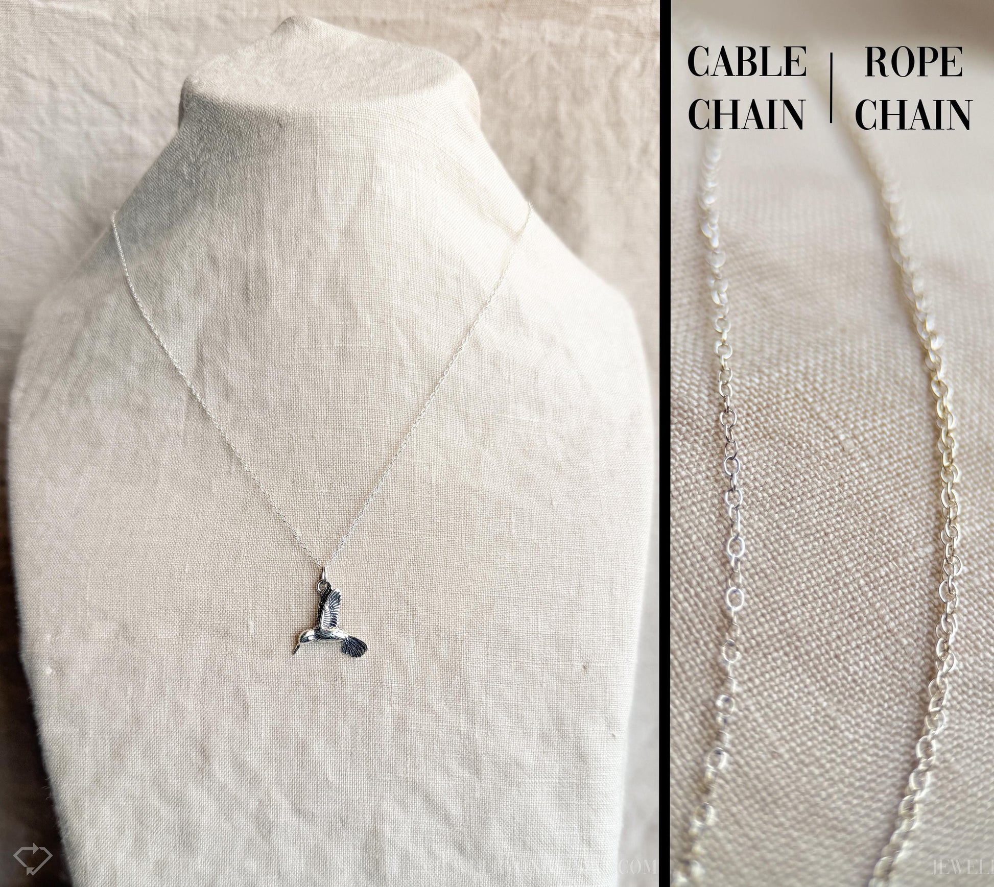 Hummingbird Pendant in Solid Sterling Silver, Bird Themed Personalized Charm Jewelry - Timeless, Sustainable, @JewelryOnRepeat