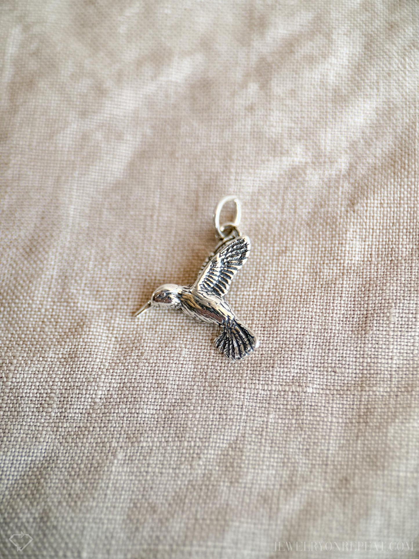 Sterling Silver Hummingbird Bird Charm Necklace, Minimal Layering Jewelry, Gift for Her