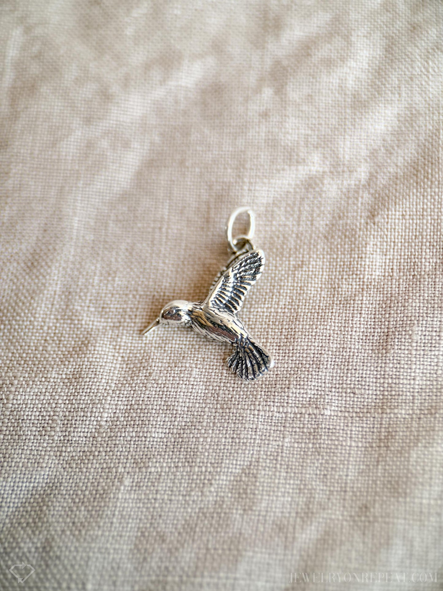 Sterling Silver Hummingbird Bird Charm Necklace, Minimal Layering Jewelry, Gift for Her