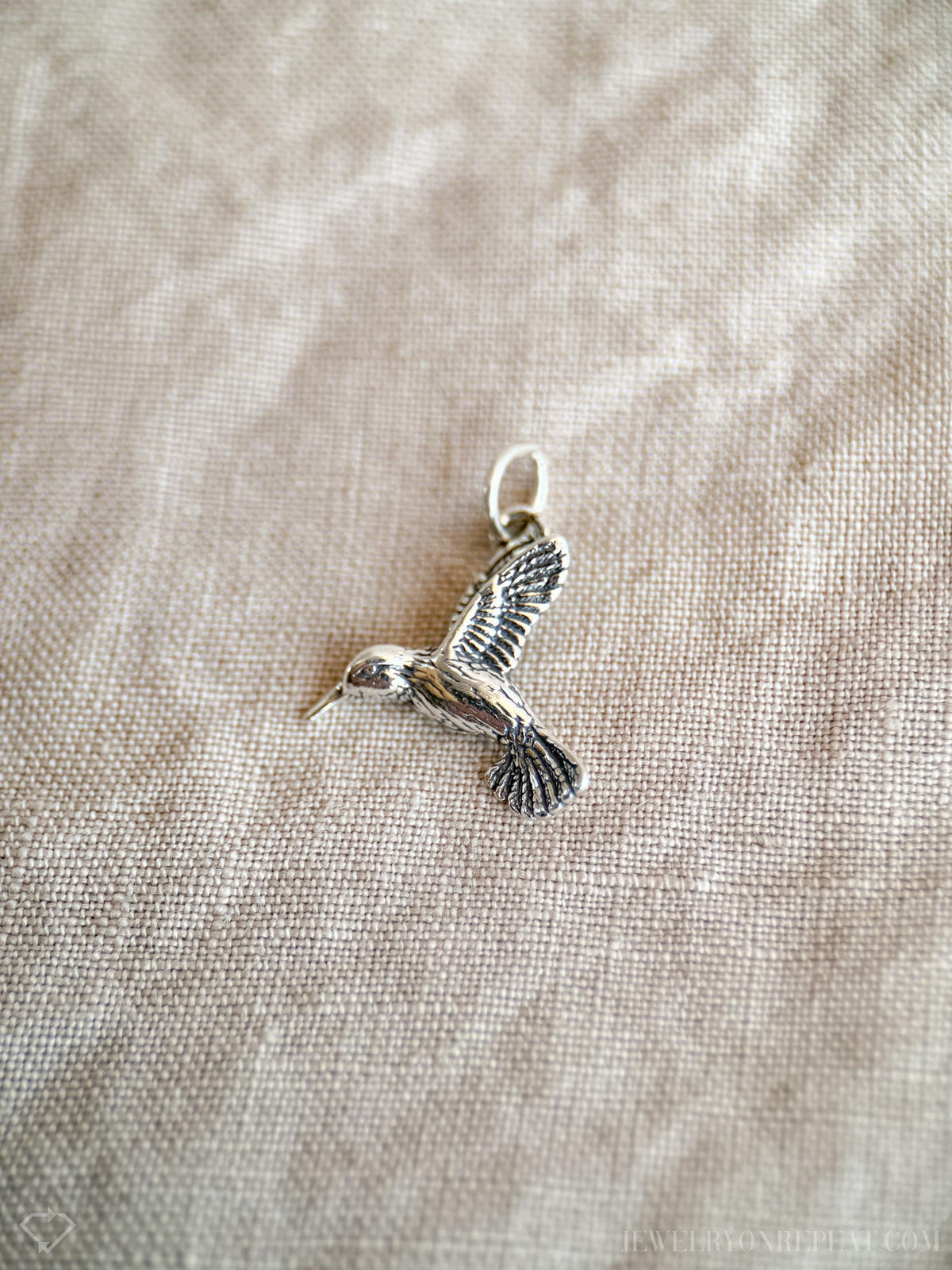 Sterling Silver Hummingbird Charm Pendant, Bird Themed Minimalist Jewelry, Gift for Her
