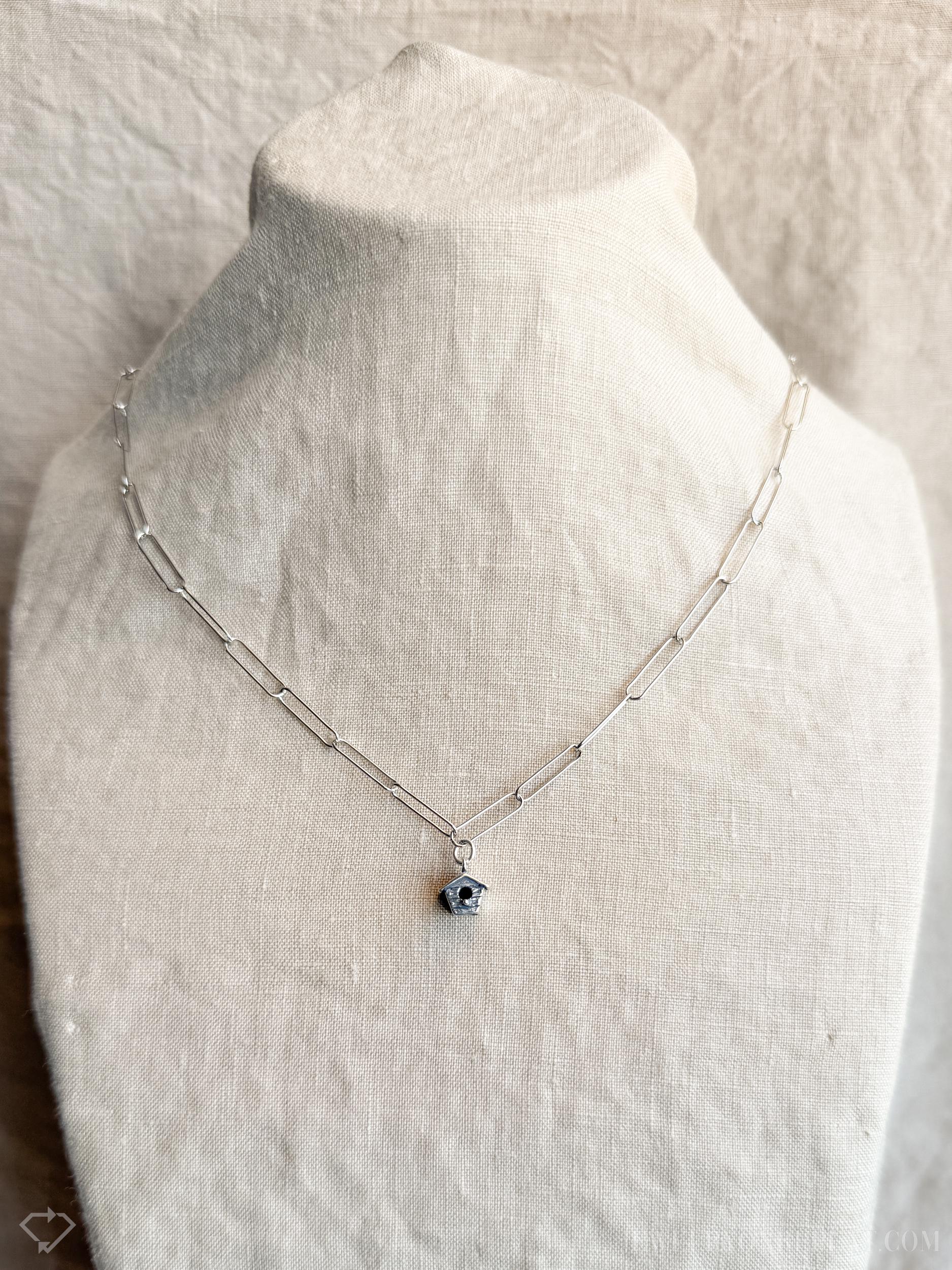 Birdhouse Pendant in Solid Sterling Silver, Birds and Garden Themed Personalized Charm Jewelry - Timeless, Sustainable, @JewelryOnRepeat