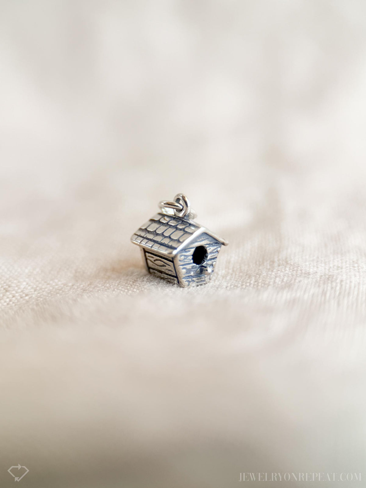 Sterling Silver Birdhouse Garden Charm Necklace, Minimal Layering Jewelry, Gift for Her