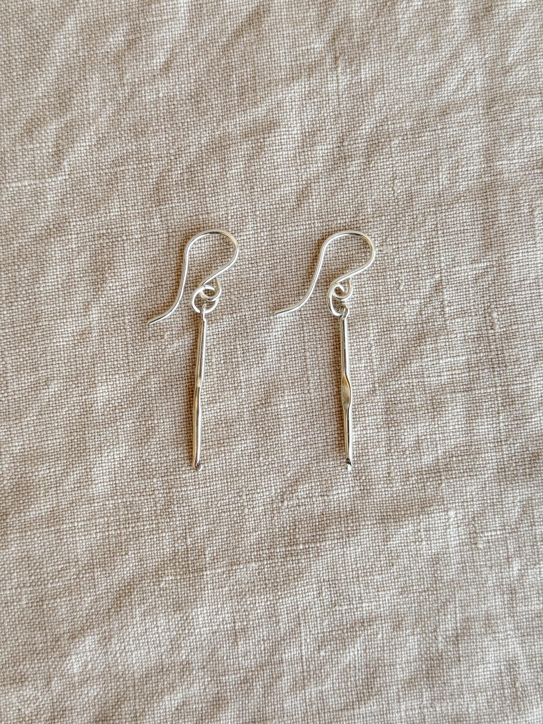 Crochet Hook Charm Earrings in Solid Sterling Silver, Art and Crafting Themed Fine Jewelry Charms - Timeless, Sustainable, @JewelryOnRepeat