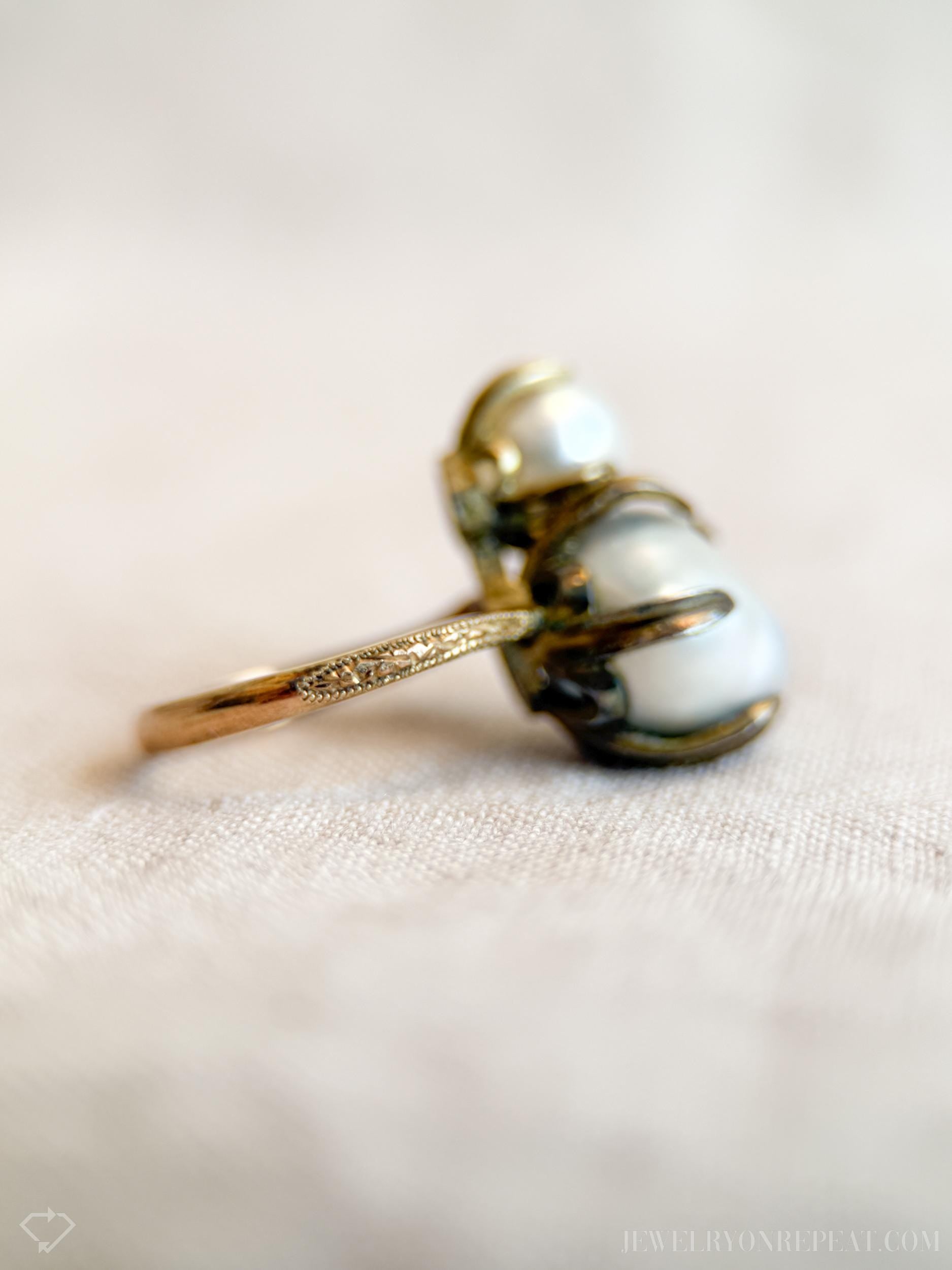 Vintage 1930s Pearl Ring in 10k Gold