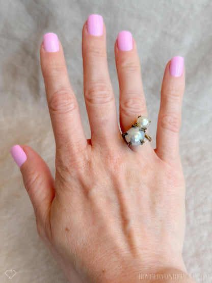 Vintage 1930s Pearl Ring in 10k Gold