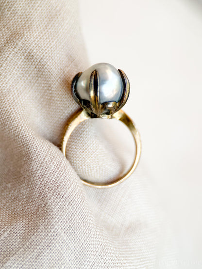 Vintage 1930s Pearl Ring in 10k Gold
