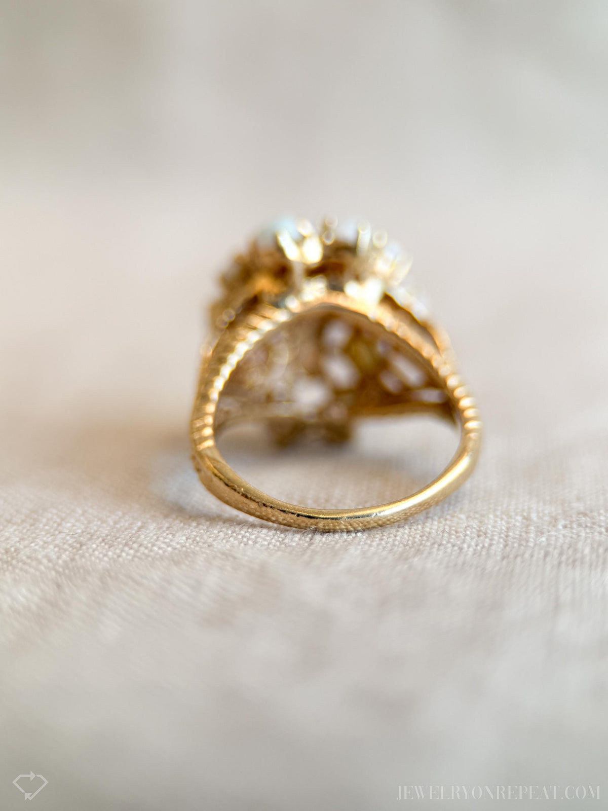 Vintage Opal Ring, 14k Gold, Cluster Statement Ring, 1970s Gemstone Jewelry