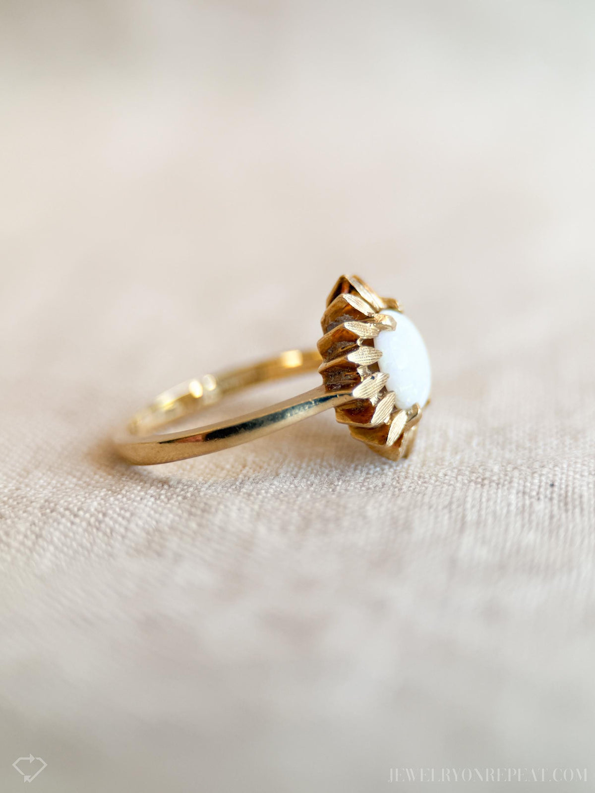 Vintage Opal Ring, 14k Gold, Flower Statement Ring, 1970s Floral Jewelry