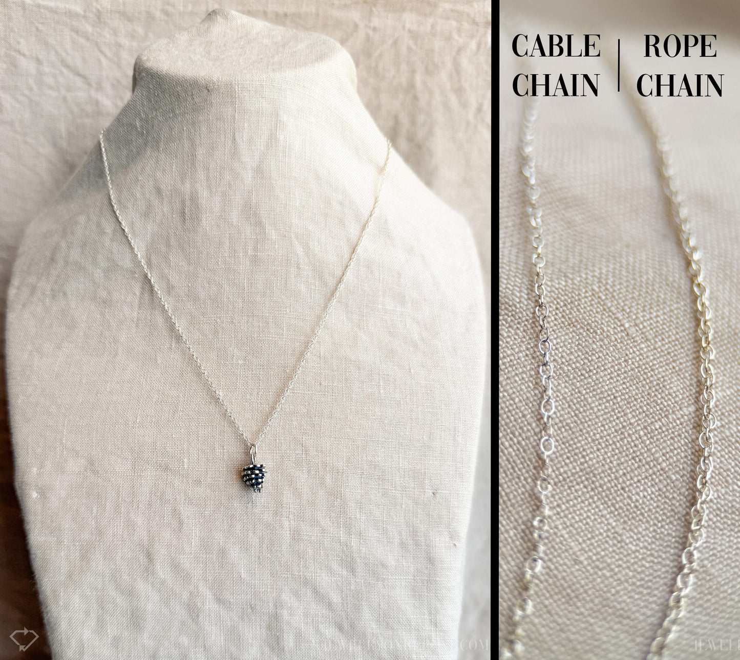 Pine Cone Pendant in Solid Sterling Silver, Nature and Woodland Themed Personalized Charm Jewelry - Timeless, Sustainable, @JewelryOnRepeat