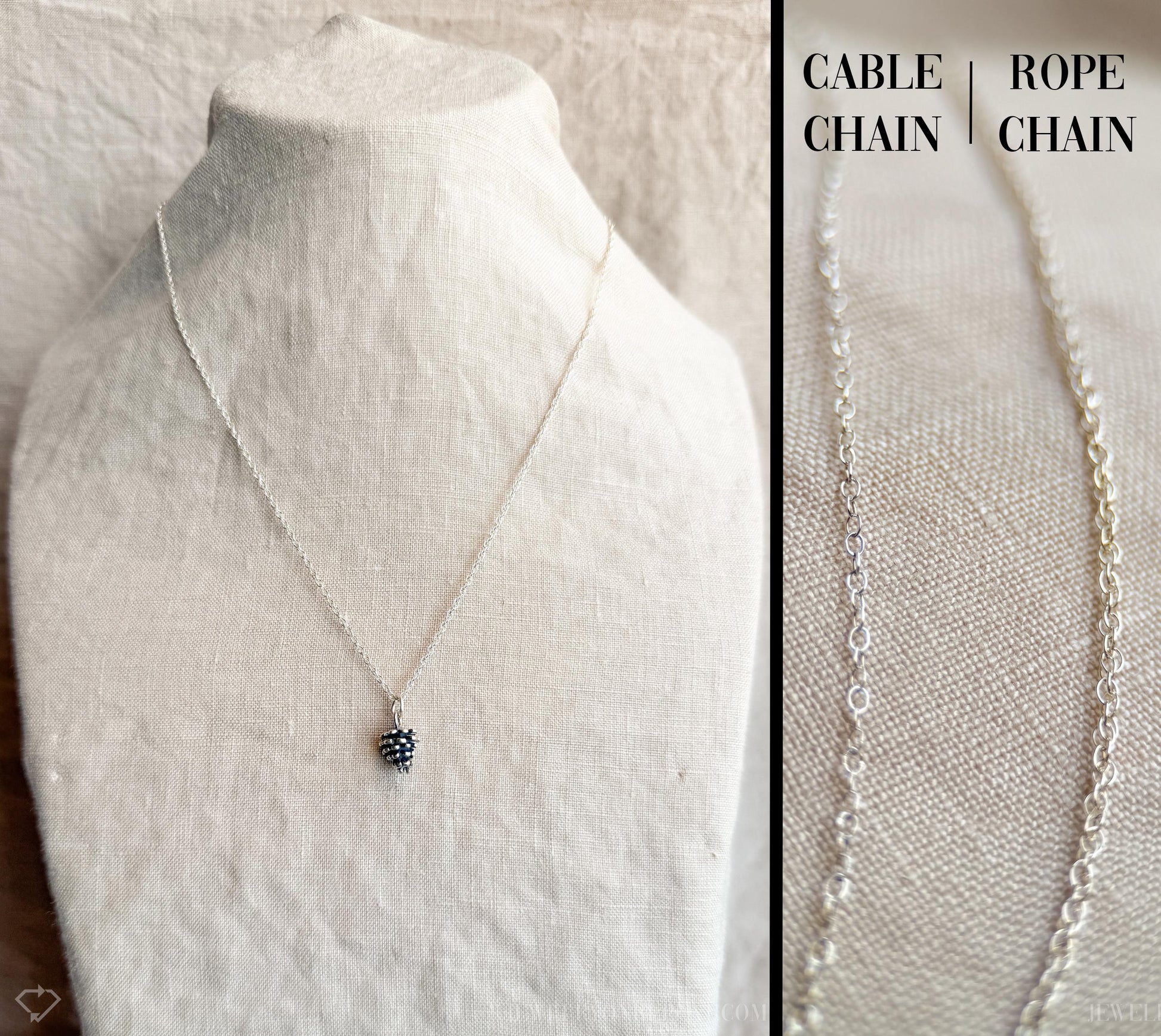 Pine Cone Necklace in Solid Sterling Silver, Nature and Woodland Themed Personalized Charm Jewelry - Timeless, Sustainable, @JewelryOnRepeat