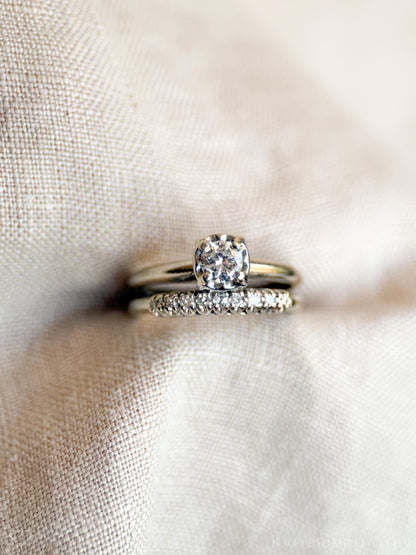 Vintage 1950s Bridal Set, Diamond Engagement Ring & Wedding Band