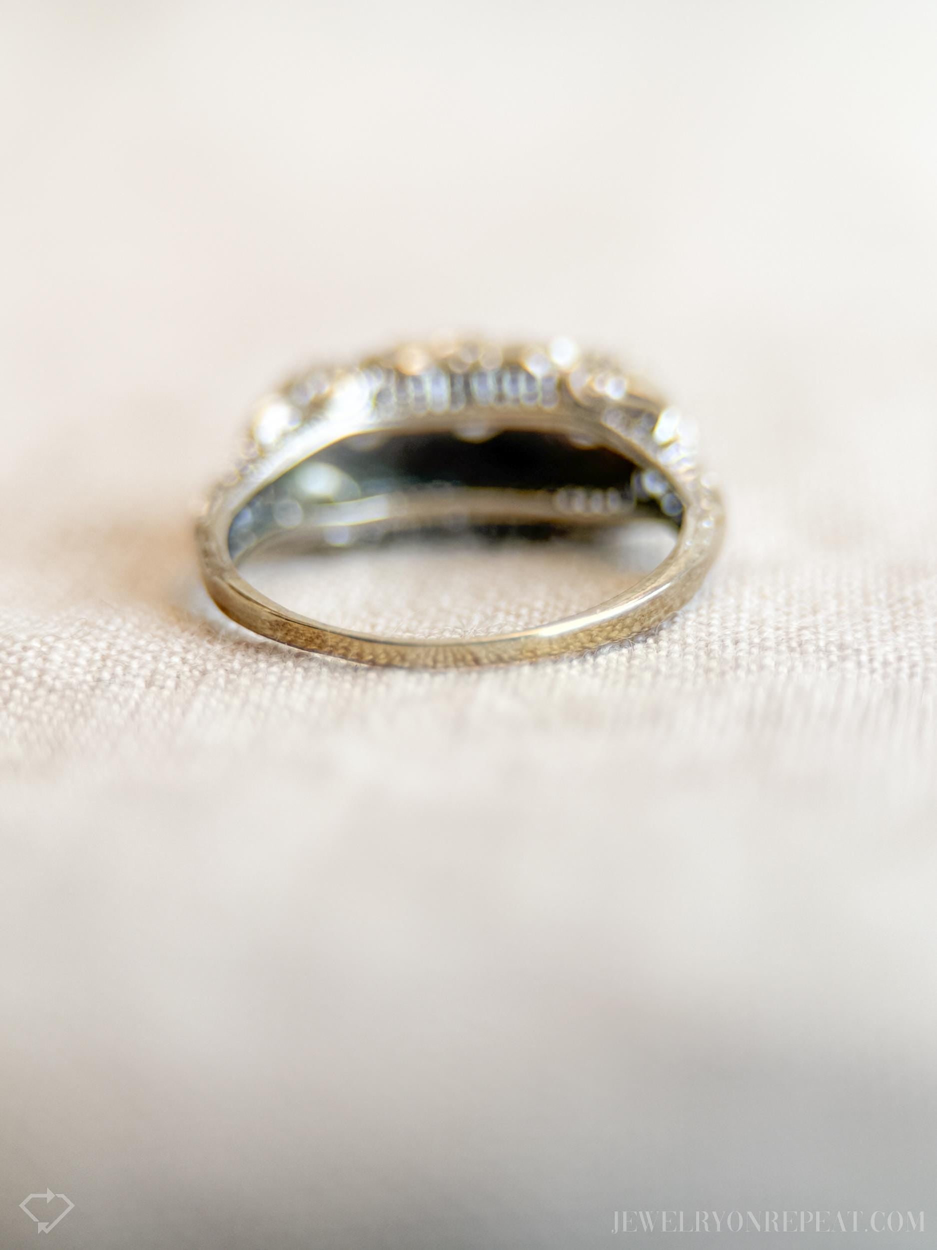 Vintage Diamond Engagement Ring, Round Cut, 14k White Gold, 1950s Three-Stone Filigree Bridal Ring