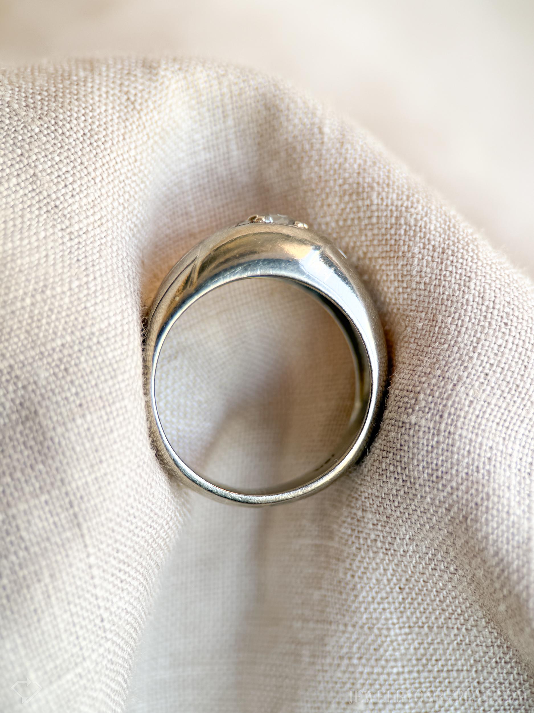 Vintage Mens Old Mine Cut Diamond Wedding Ring in 10k White Gold, Retro Jewelry from the 1930s - Timeless, Sustainable, @JewelryOnRepeat