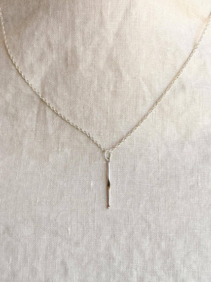 Sterling Silver Crochet Hook Crafting Charm Necklace, Minimal Layering Jewelry, Gift for Her