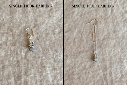 Knitting Ball of Yarn Earrings in Solid Sterling Silver, Crafting Themed Personalized Charm Jewelry