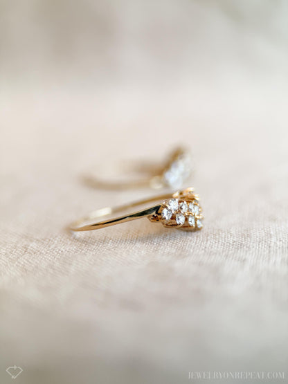 Vintage 1990s Diamond Wedding Ring Guard Set, 14k Gold