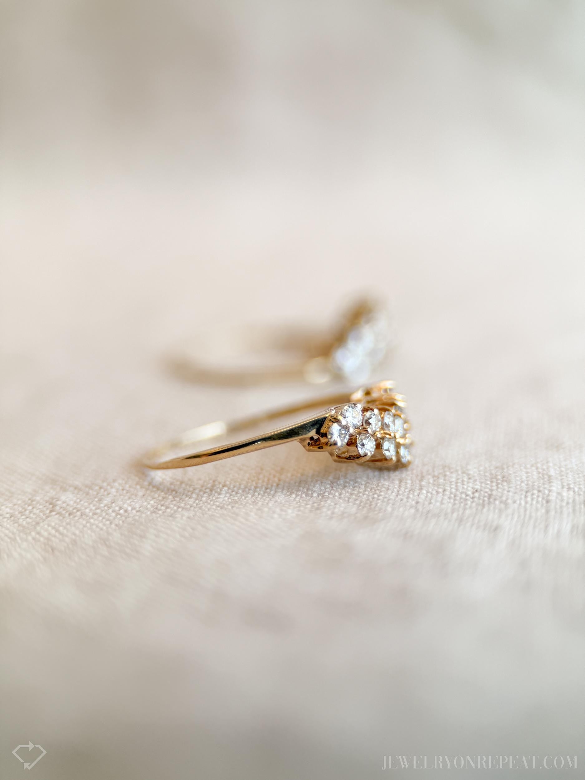 Vintage 1990s Diamond Wedding Ring Guard Set, 14k Gold
