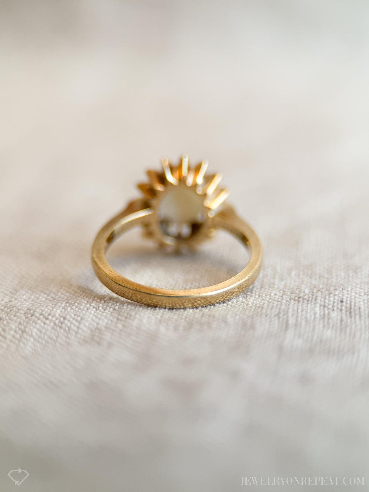 Vintage Opal Ring, 14k Gold, Flower Statement Ring, 1970s Floral Jewelry