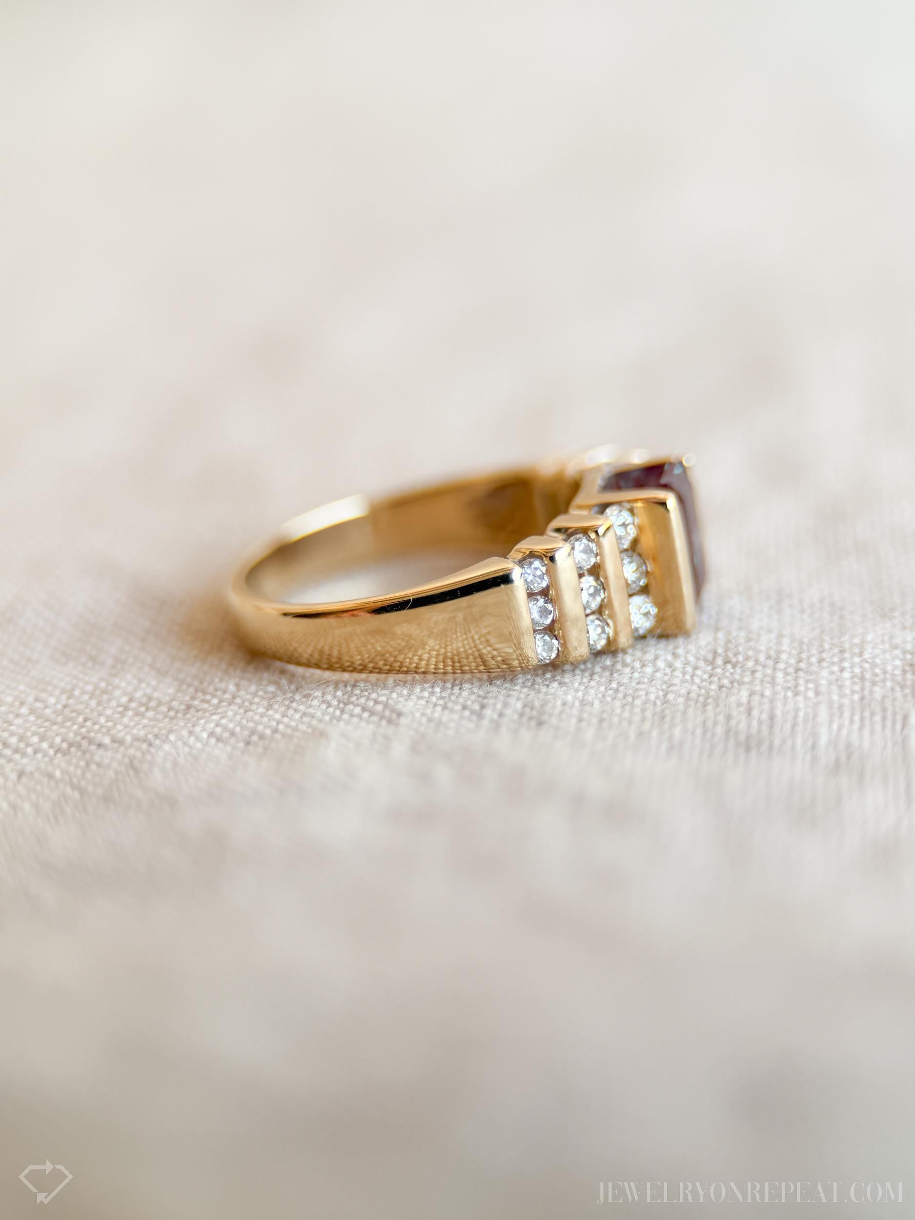 Vintage Alexandrite and Diamond Channel Set Ring in 14k Gold, Antique Jewelry from the 1990s - Timeless, Sustainable, @JewelryOnRepeat