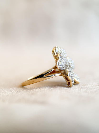 Vintage 1990s Diamond Flower Cluster Ring, 14k Gold