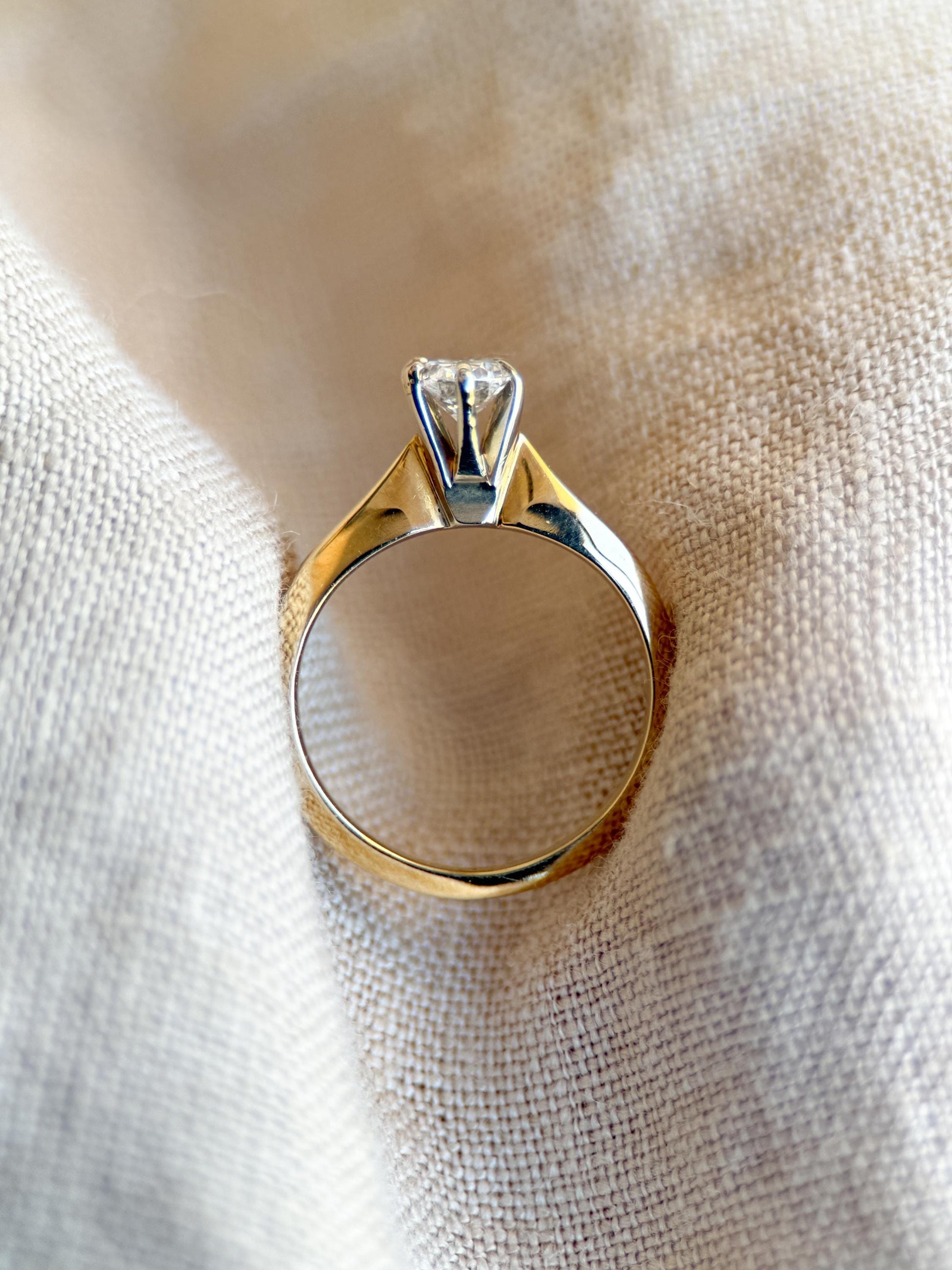 Vintage 1990s Oval Diamond Solitaire Engagement Ring, 14k Gold