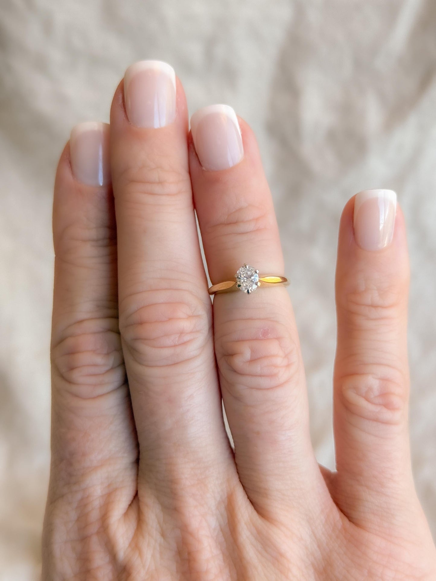 Vintage 1990s Oval Diamond Solitaire Engagement Ring, 14k Gold