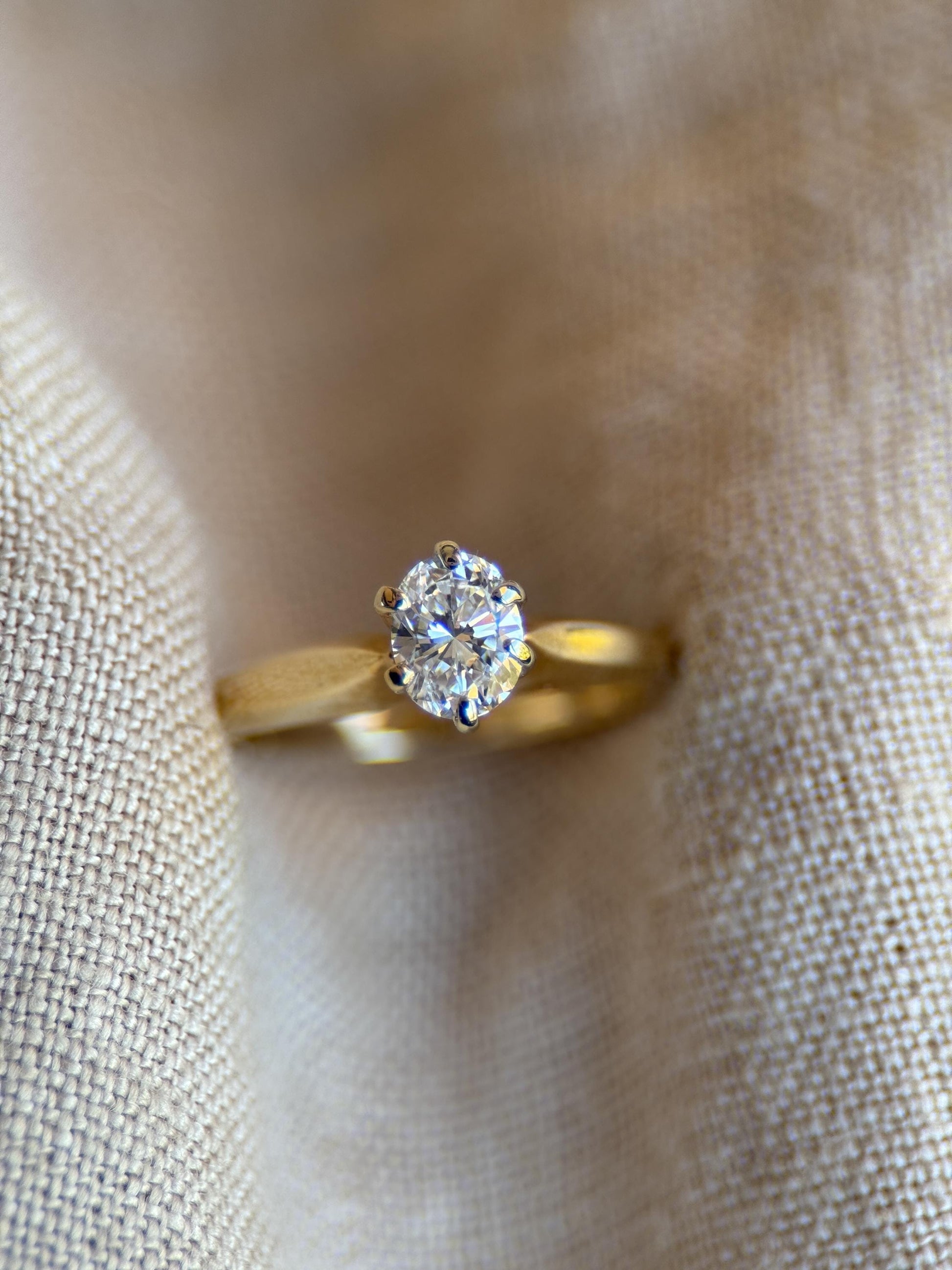 Vintage 1990s Oval Diamond Solitaire Engagement Ring, 14k Gold