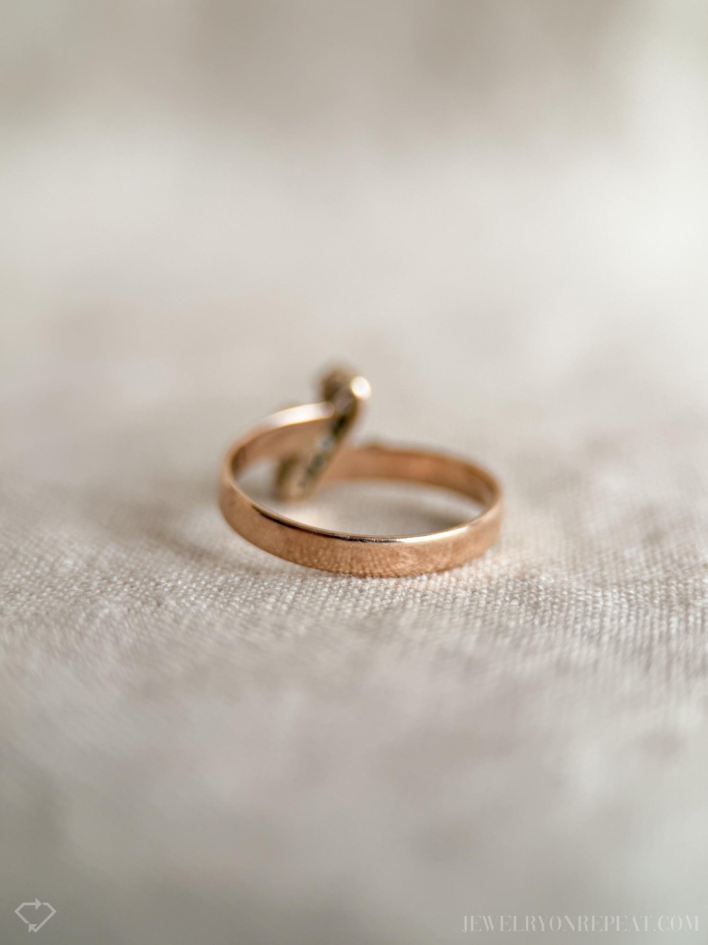 Antique Diamond Engagement Ring, Rose Cut, 10k Gold, 1890s Three-Stone Art Nouveau Bridal Ring