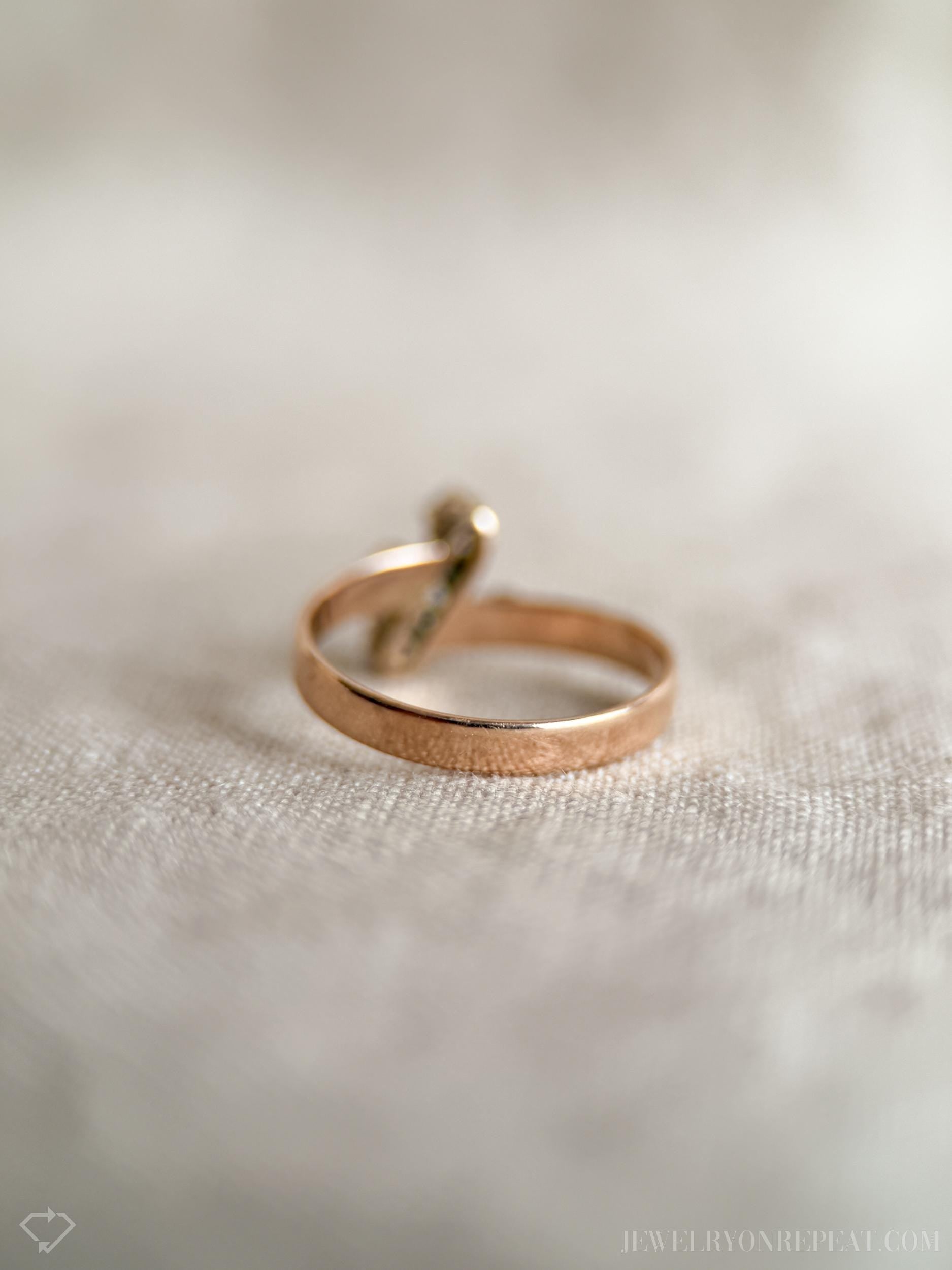 Antique Diamond Engagement Ring, Rose Cut, 10k Gold, 1890s Three-Stone Art Nouveau Bridal Ring