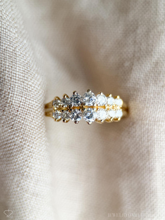 Vintage Diamond Pyramid Set Anniversary Band in 14k Gold, Retro Jewelry from the 1990s - Timeless, Sustainable, @JewelryOnRepeat
