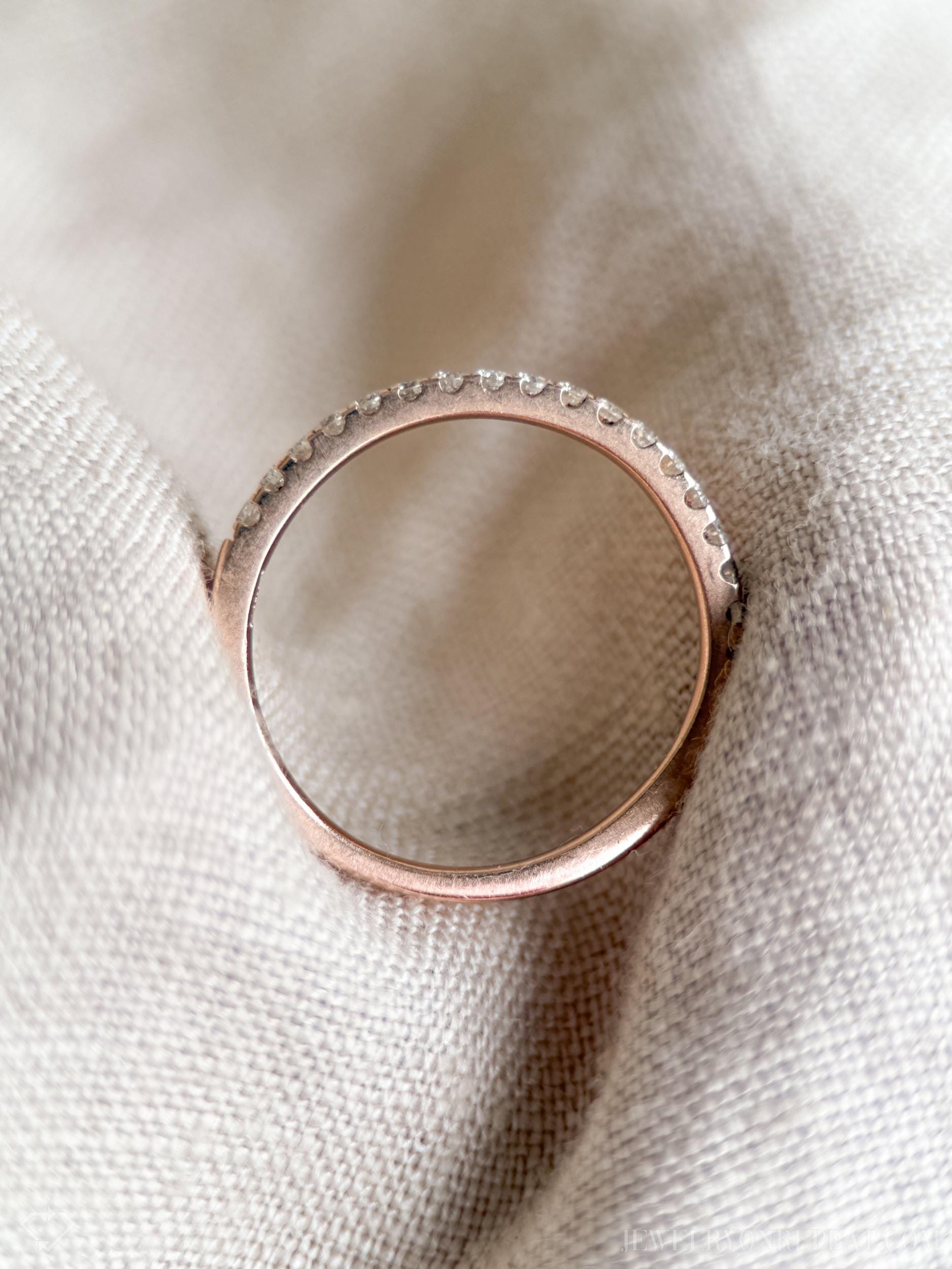 Vintage Diamond Pave Wedding Band in 14k Rose Gold, Retro Jewelry from the 2000s - Timeless, Sustainable, @JewelryOnRepeat