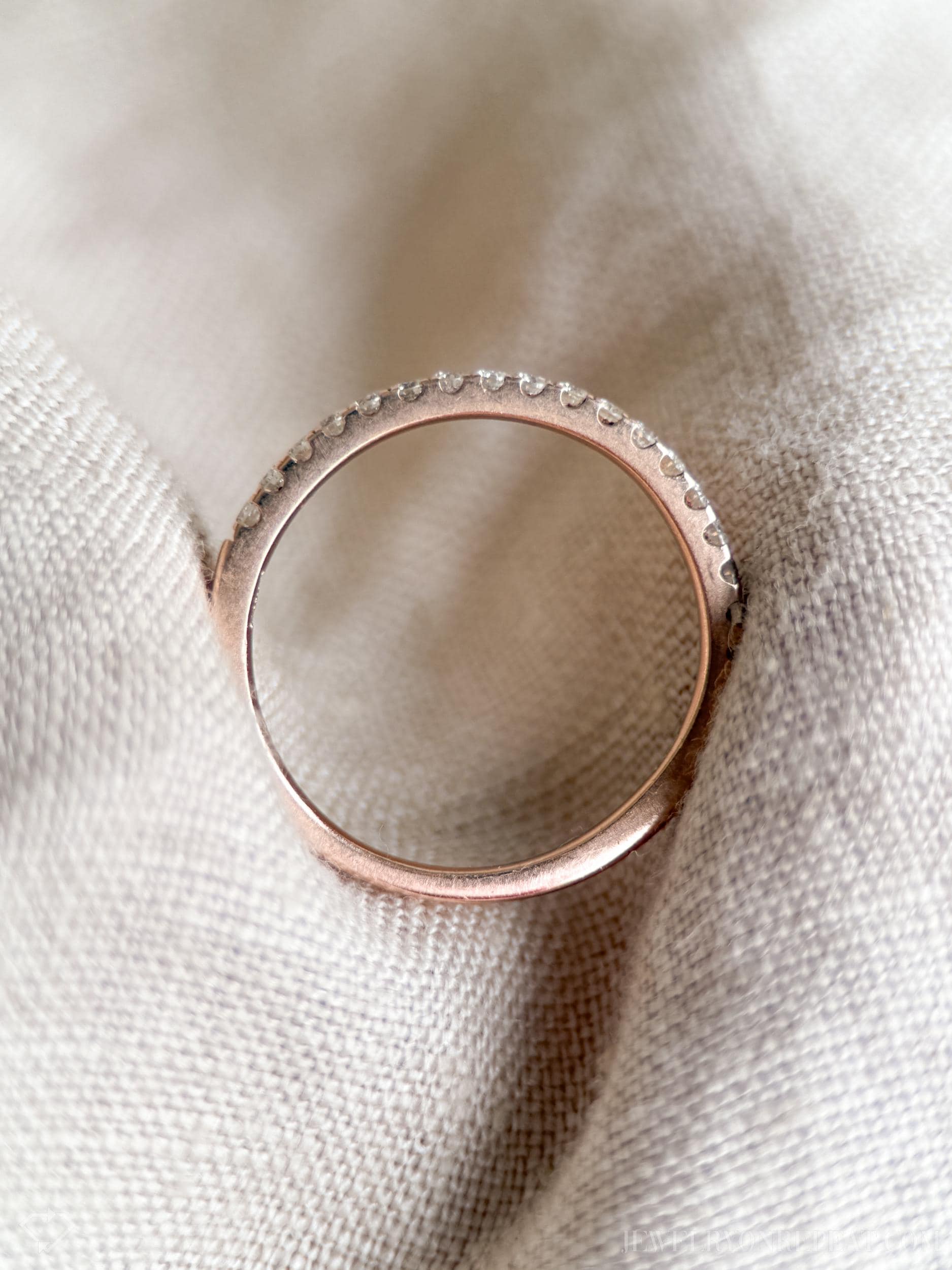 Vintage Diamond Wedding Band, 14k Rose Gold, Prong Set Minimalist Ring, Stacking Band