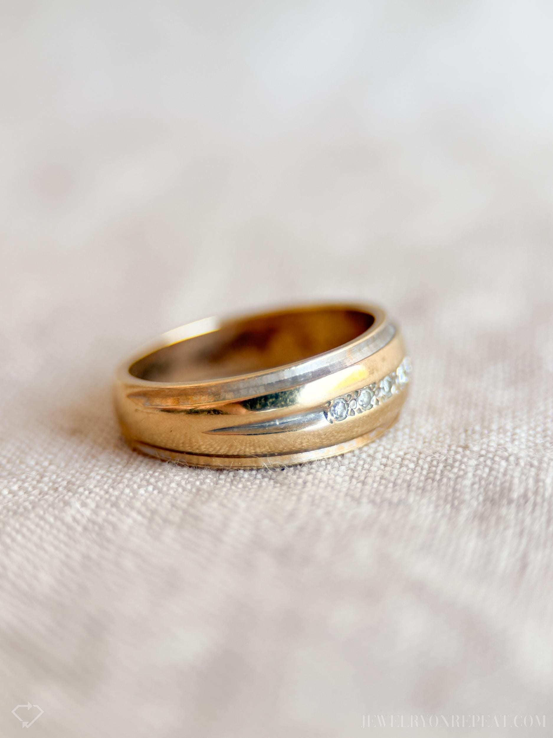 Vintage 1960s Diamond Wedding Band, 14k Gold