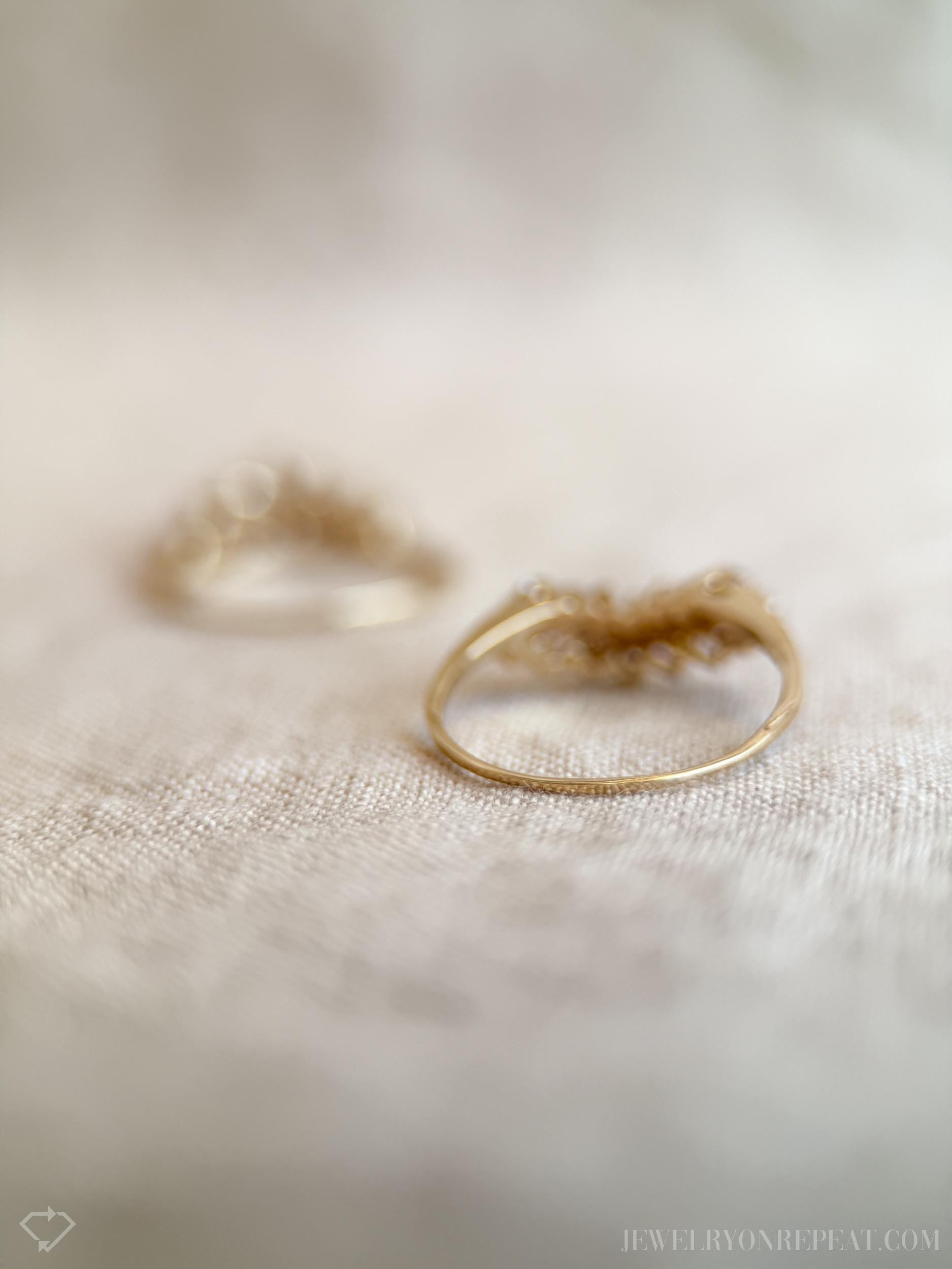 Vintage 1990s Diamond Wedding Ring Guard Set, 14k Gold