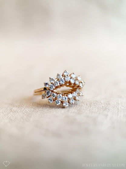 Vintage 1990s Diamond Wedding Ring Guard Set, 14k Gold