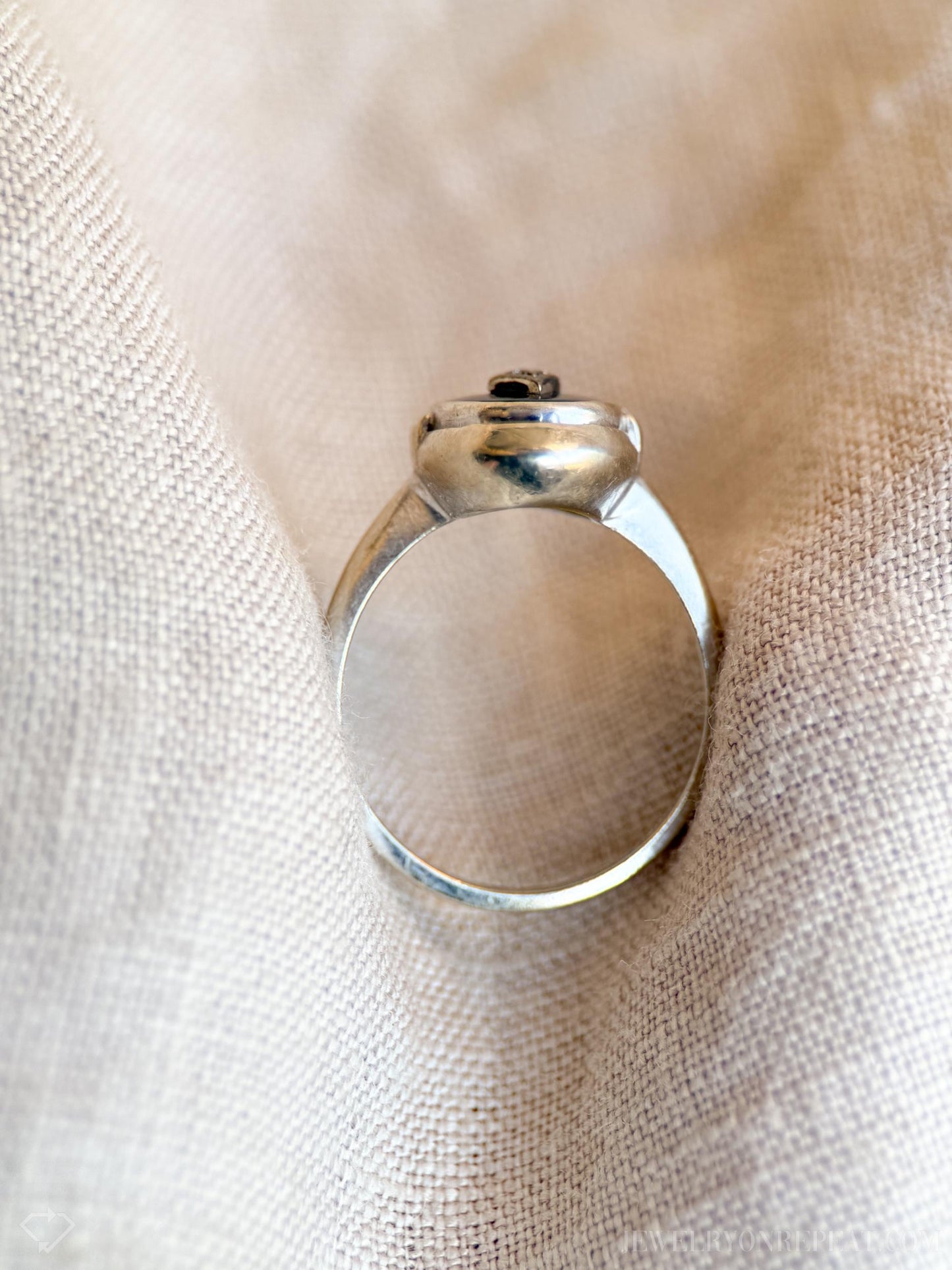 Vintage Onyx and Diamond Ring in 14k White Gold, Antique Jewelry from the 1940s - Timeless, Sustainable, @JewelryOnRepeat