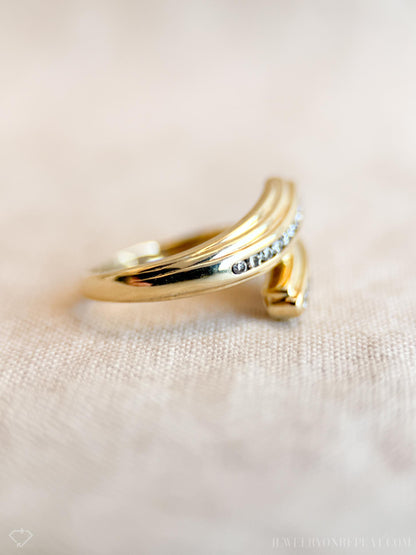 Vintage Diamond Wedding Band, 14k Gold, Anniversary Ring, Channel Set Bypass Band