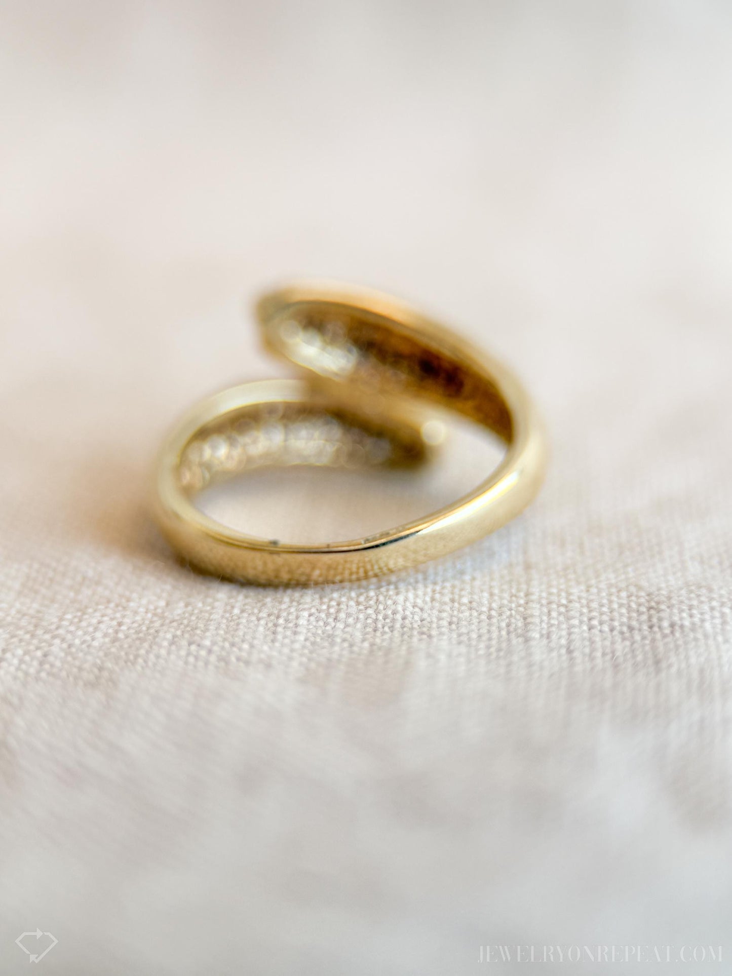 Vintage Diamond Wedding Band, 14k Gold, Anniversary Ring, Channel Set Bypass Band