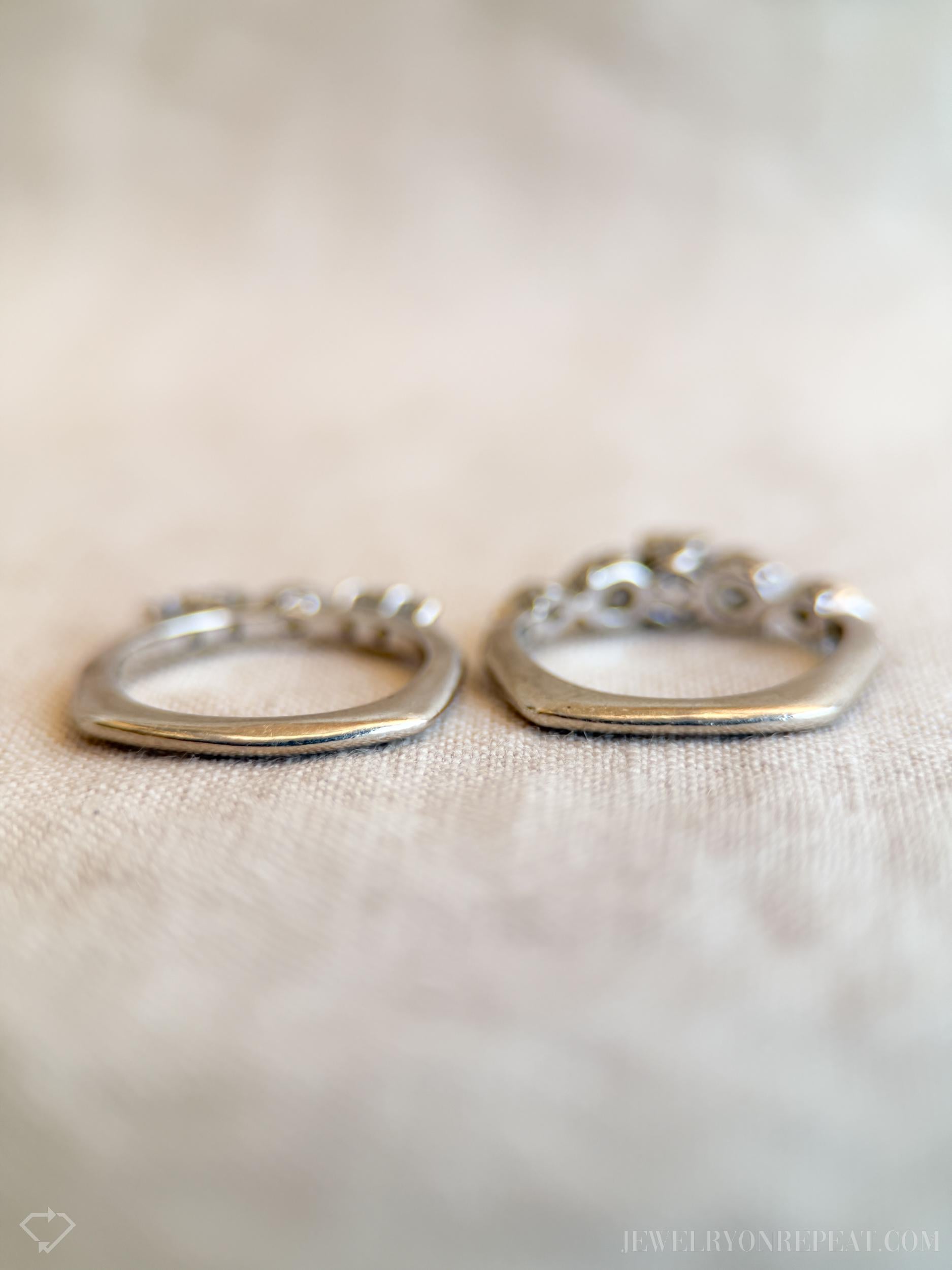 Vintage Diamond Filigree Bridal Set, Engagement Ring and Wedding Band in 14k White Gold - Timeless, Sustainable @JewelryOnRepeat